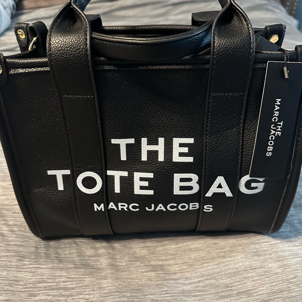 Black faux leather the Tote bag